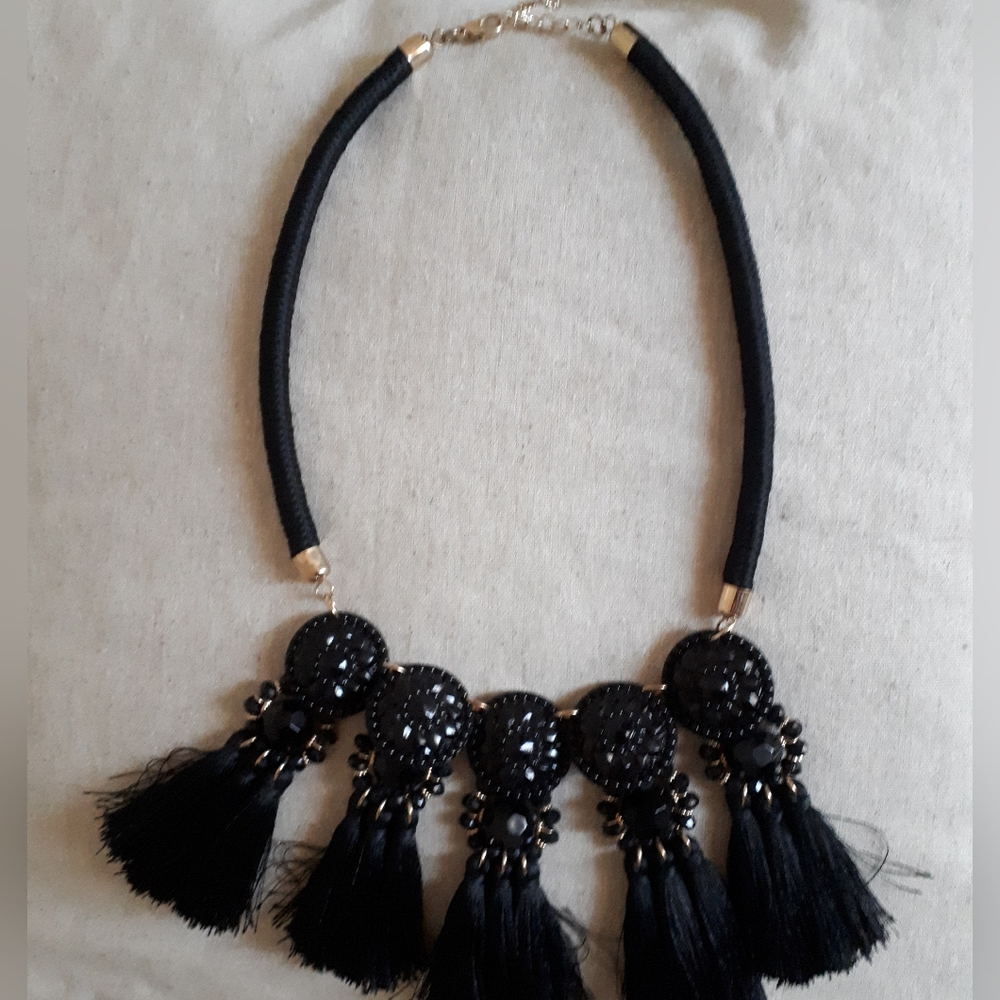 Elegant Black Tassel Necklace